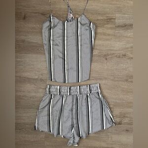 Victoria's Secret Black and White Striped Stain pajama set size S/M
